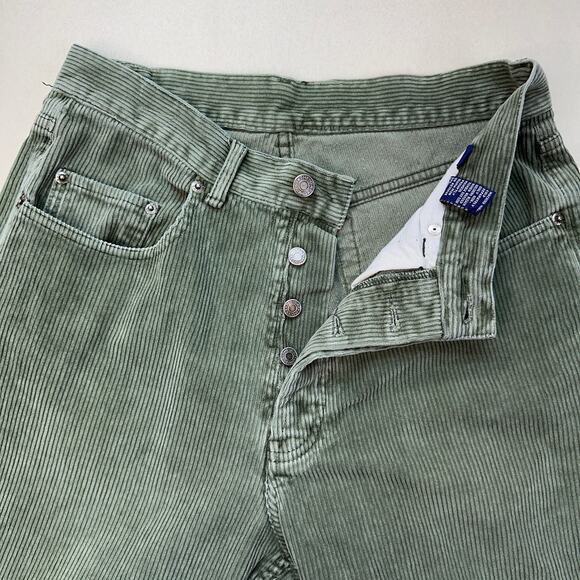 Gap Denim Corduroy Pant Mens 32x30 Green High Rise Button Up #151206-03-1 Cotton - Picture 2 of 10